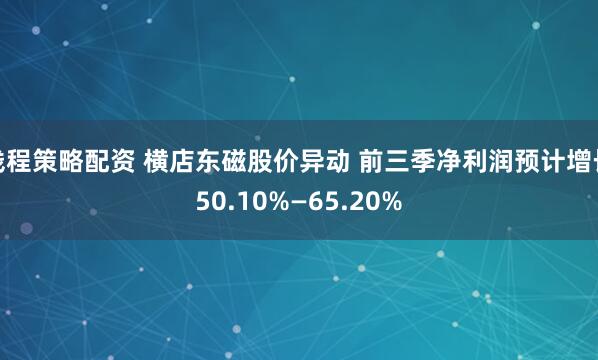 钱程策略配资 横店东磁股价异动 前三季净利润预计增长50.10%—65.20%